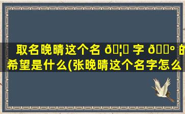 取名晚晴这个名 🦅 字 🐺 的希望是什么(张晚晴这个名字怎么样)
